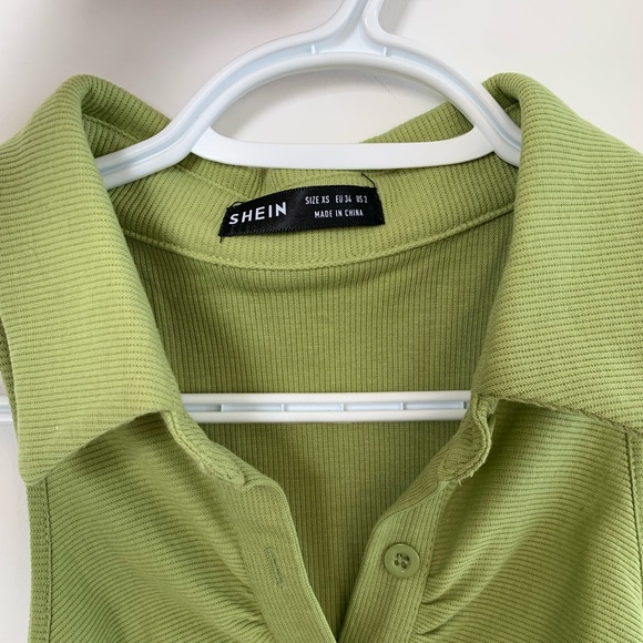 Green Collared Cut-Out Dress - Picture 6 of 6